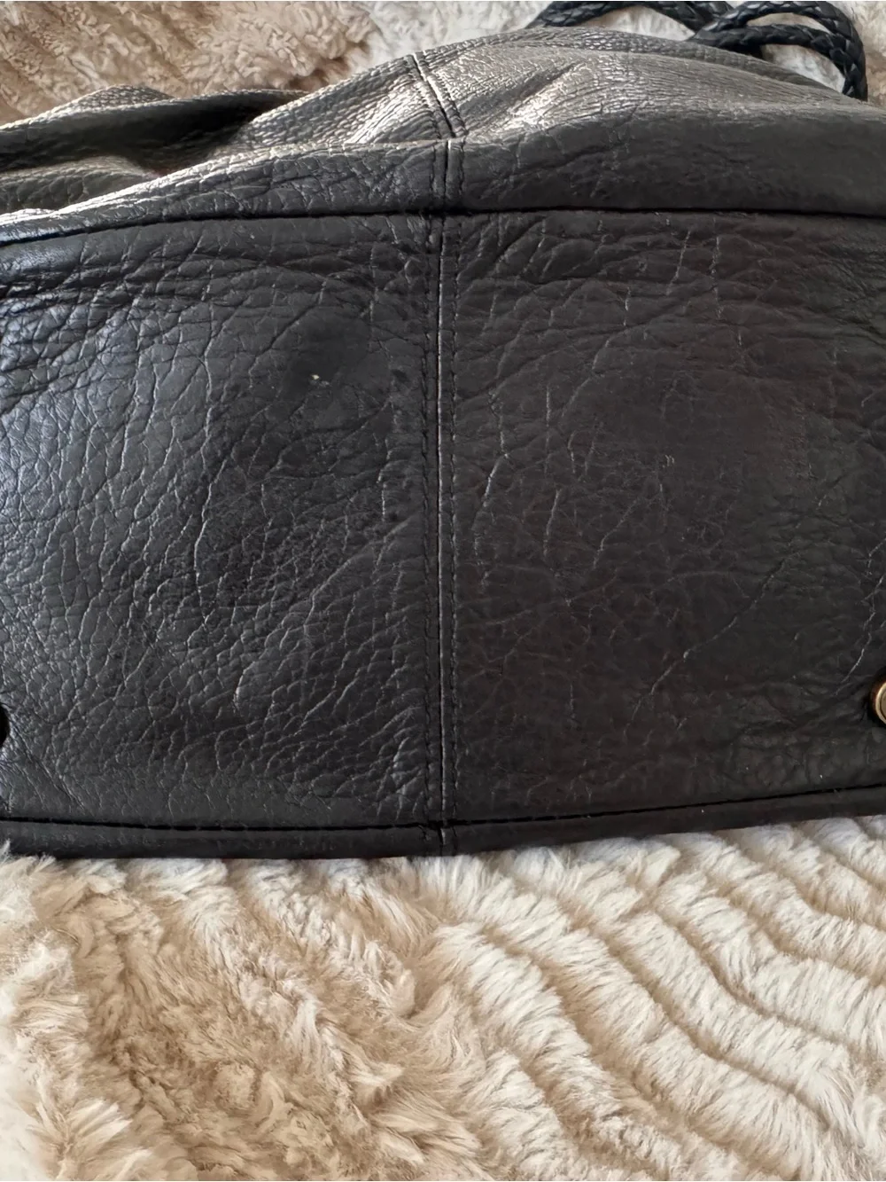 Elliott Lucca Black Leather Braided-Handle Hobo Bag